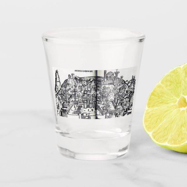 Jerusalem während der Regierung Salomons Schnapsglas (Vorderseite)