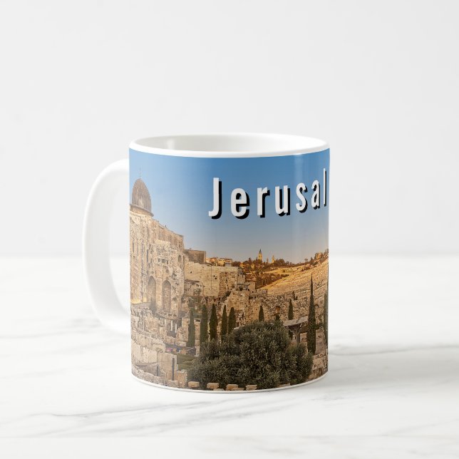 Jerusalems Ölberg und Al-Aqsa-Moschee Kaffeetasse (Vorderseite Links)