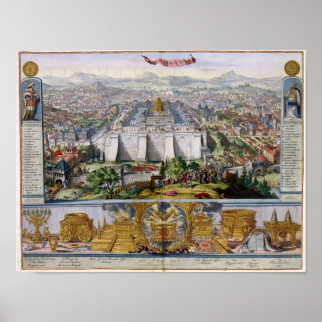 Jeruselem und der Tempel 1687 Antique Panorama Poster (Vorne)