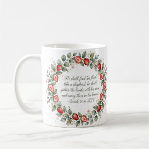 Jesaja 40 11 KJV Sammle die Lämmer Erdbeeren Glaub Kaffeetasse