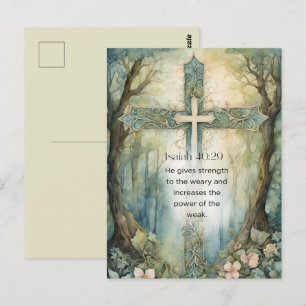 Jesaja 40,29 Bibelvers Kreuz Christliche Ermutigun Postkarte