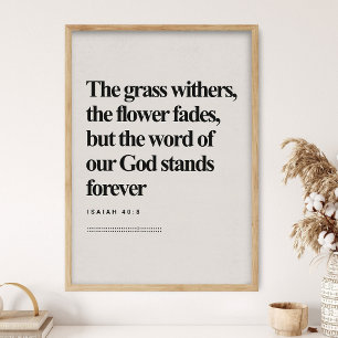 Jesaja 40:8, Bibelvers, Moderne Bibel, Schrift Poster