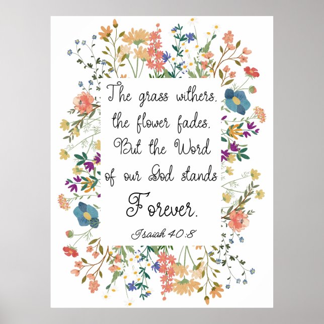 Jesaja 40:8 Das Wort Gottes steht für immer Poster (Vorne)