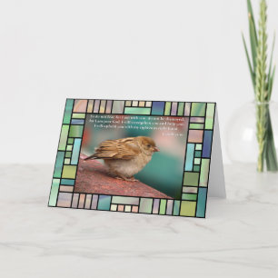 Jesaja-41:10 Bibel-Vers mit Vogel-Buntglas Karte