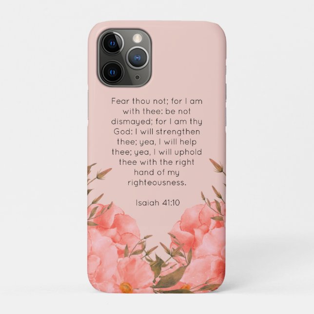 Jesaja 41,10 iPhone 11 Pro Hülle | Rosa Blumen (Rückseite)