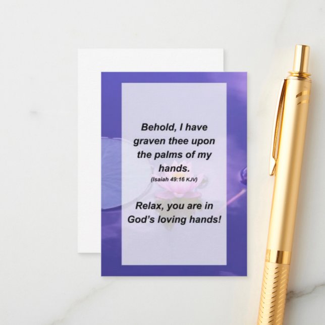 Jesaja 49:16 Siehe, ich habe dich auf dem Begleitkarte (Vorderseite/Rückseite Beispiel)