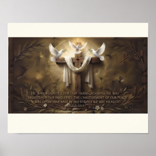 Jesaja 53:5 Kreuzposter Durch Seine Striemen Poster