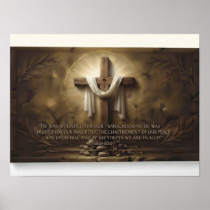 Jesaja 53:5 Kreuzposter – Durch Seine Wunden Poster