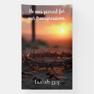 Jesaja 53:5 Schriftkunst mit Dornenkrone Banner