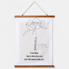 Jesaja 61:3 Florale Line Art Druck – "Gott stellt Wandteppich Mit Holzrahmen