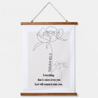 Jesaja 61:3 Florale Line Art Druck – "Gott stellt Wandteppich Mit Holzrahmen