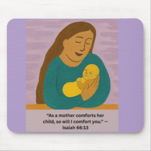 Jesaja 66,13 Tröstende Mutter und Baby Postkarte Mousepad