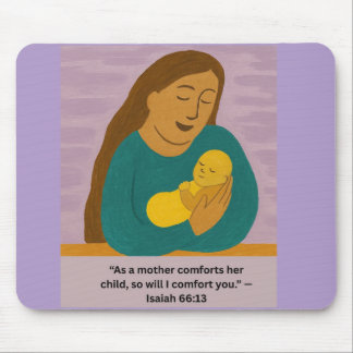 Jesaja 66,13 Tröstende Mutter und Baby Postkarte Mousepad