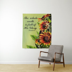 Jesaja-6:3 mit Fotografie der Sonnenblumen Wandteppich