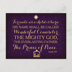 Jesaja-9:6 für an uns ist ein Kind geboren Feiertagspostkarte