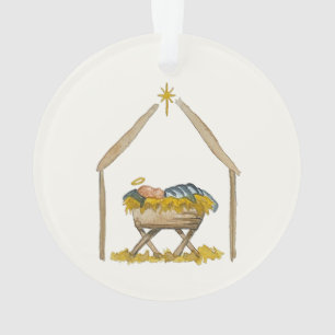 Jesaja 9:6 Original-Wasserfarbe Baby Jesus Krippe Ornament