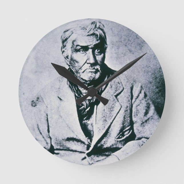 Jesse Chisholm (b/w Foto) Runde Wanduhr (Vorderseite)