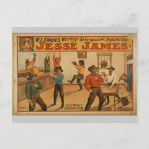 Jesse James, 'Dieses Geld gehört mir' Vintage Th Postkarte
