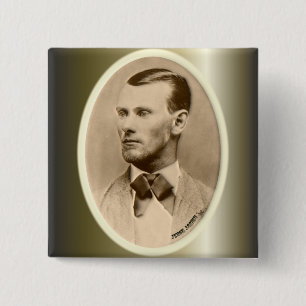 Jesse James geächteter Bank-Räuber Button