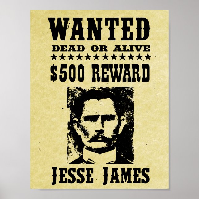 Jesse James Old Wild West Replica Gewollt Poster (Vorne)