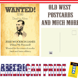 Jesse James Wollte Outlaw 🚨 Wild West USA Poster Postkarte