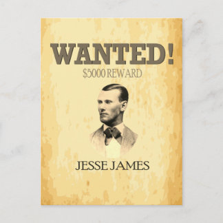Jesse James Wollte Outlaw 🚨 Wild West USA Postkarte