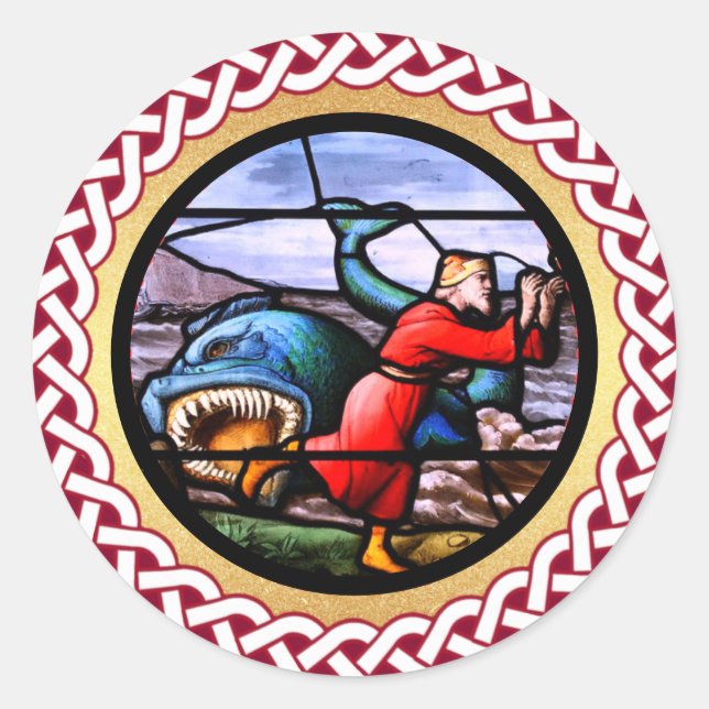 Jesse Tree Jonah and Whale Day 17 Runder Aufkleber (Vorderseite)