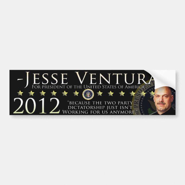 Jesse Ventura 2012 Autoaufkleber - Schwarzes (Vorne)