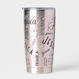 Jessica Benutzerdefinierter Name Schwarz Pink Thermobecher