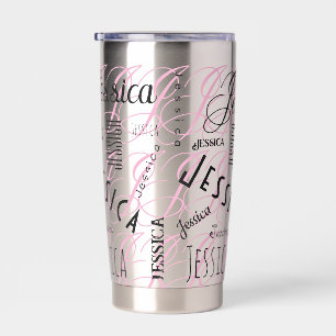 Jessica Benutzerdefinierter Name Schwarz Pink Thermobecher