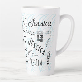 Jessica Benutzerdefinierter Name Schwarz Weiß Blau Milchtasse