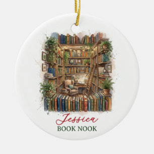 Jessica Book Nook Bibliothek Weihnachten 2026 Keramik Ornament