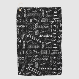 Jessica Custom Name Black White  Golfhandtuch