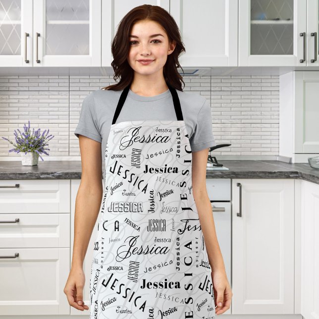 Jessica Custom Name Black White Schürze (Von Creator hochgeladen)