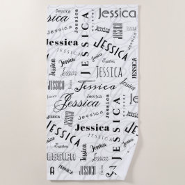 Jessica Custom Name Black White Strandtuch