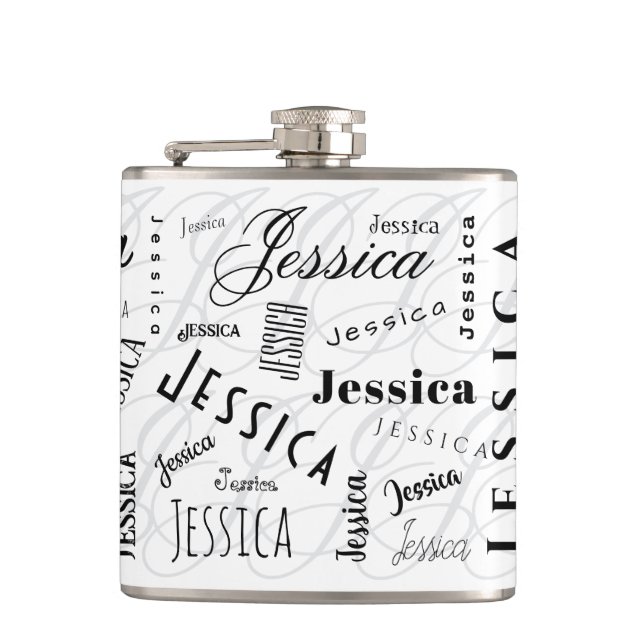 Jessica Custom Name Typography Vinyl Wrapped Flask Flachmann (Vorderseite)