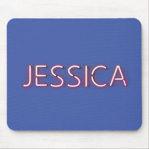 Jessica Name in leuchtenden Neonleuchten Mousepad