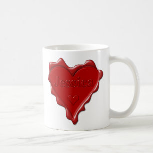 Jessica. Rotes Herzwachs-Siegel mit Namensjessica Tasse