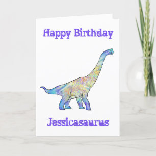 Jessica saurus Colorful Brachiosaurus Dinosaurier Feiertagskarte