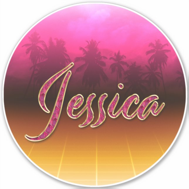 Jessica Vorname Name golden pink Aufkleber Sticker (Vorderseite)