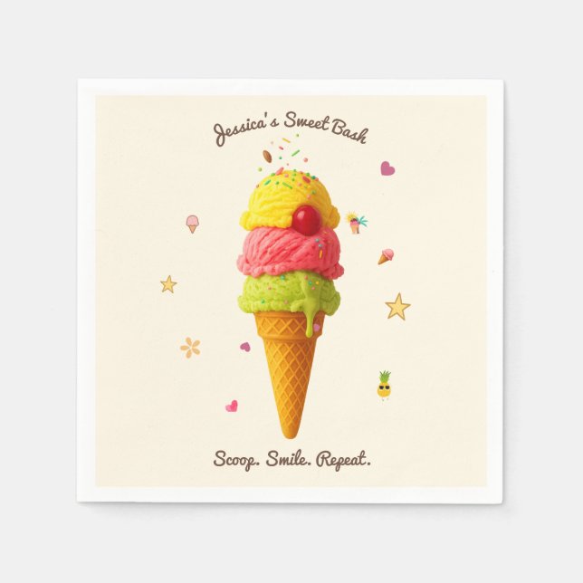 Jessica's Sweet Bash - Ice Cream Party Design Serviette (Vorderseite)