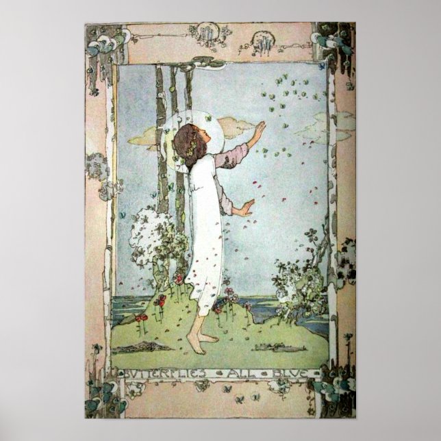 Jessie M. King - Butterfets All Blue Poster (Vorne)