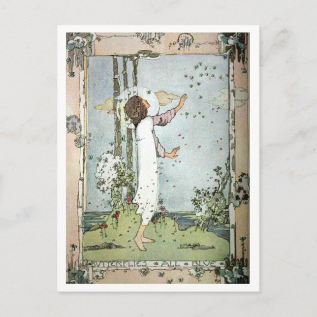 Jessie M. King - Butterfets All Blue Postkarte (Vorderseite)