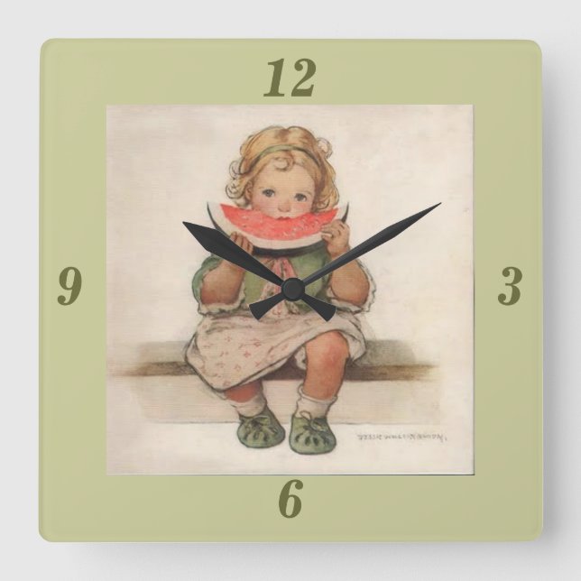 Jessie Wilcox Smith-Wand-Uhr Quadratische Wanduhr (Vorderseite)