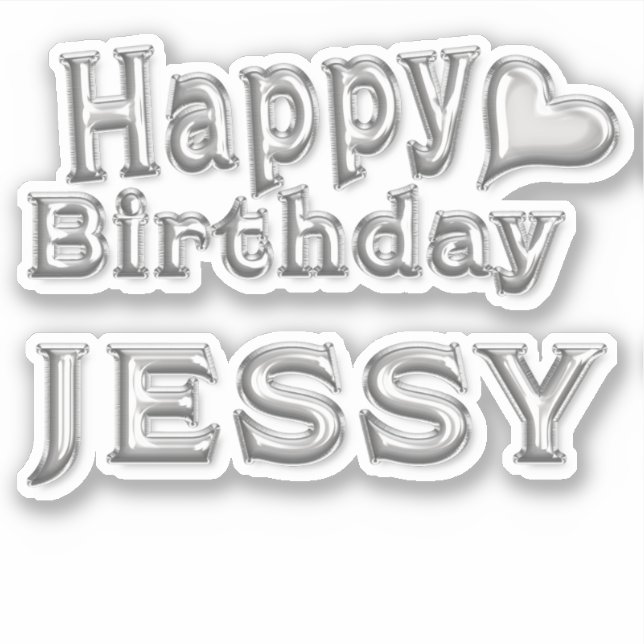 Jessy Happy Birthday silver Aufkleber Sticker (Vorderseite)