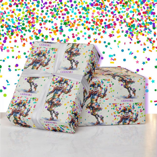 Jester Add Text Carnival oder Mardi Gras Geschenkpapier (Von Creator hochgeladen)