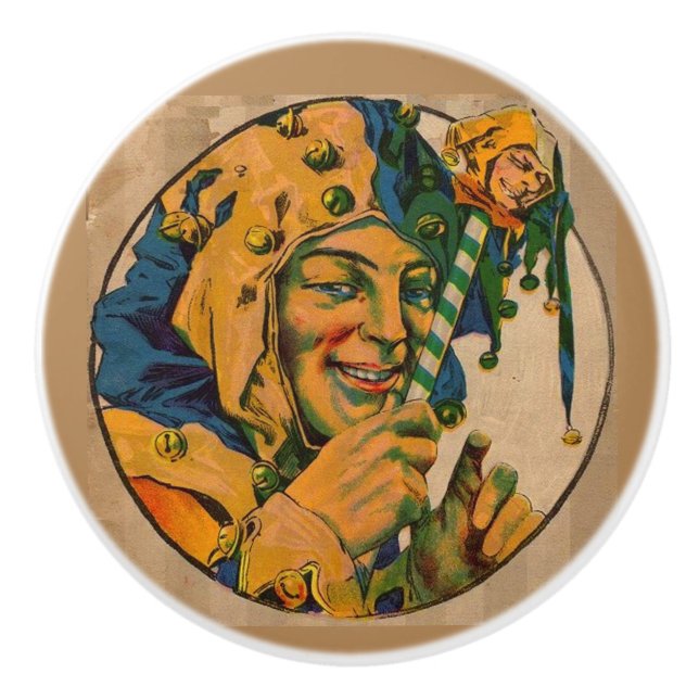 Jester aus den 1920er Jahren Keramikknauf (Vorderseite)
