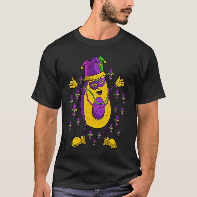 Jester Avocado Masquerade Mask Mardi Gras Vegan Ve T-Shirt (Vorderseite)