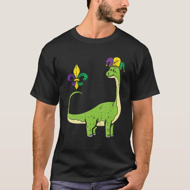 Jester Brachiosaurus Apatosaurus Niedlich Mardi Gr T-Shirt (Vorderseite)