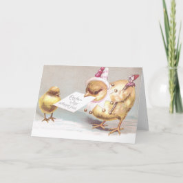 Jester Chick mit Marotte Vintag Osterfeier Feiertagskarte